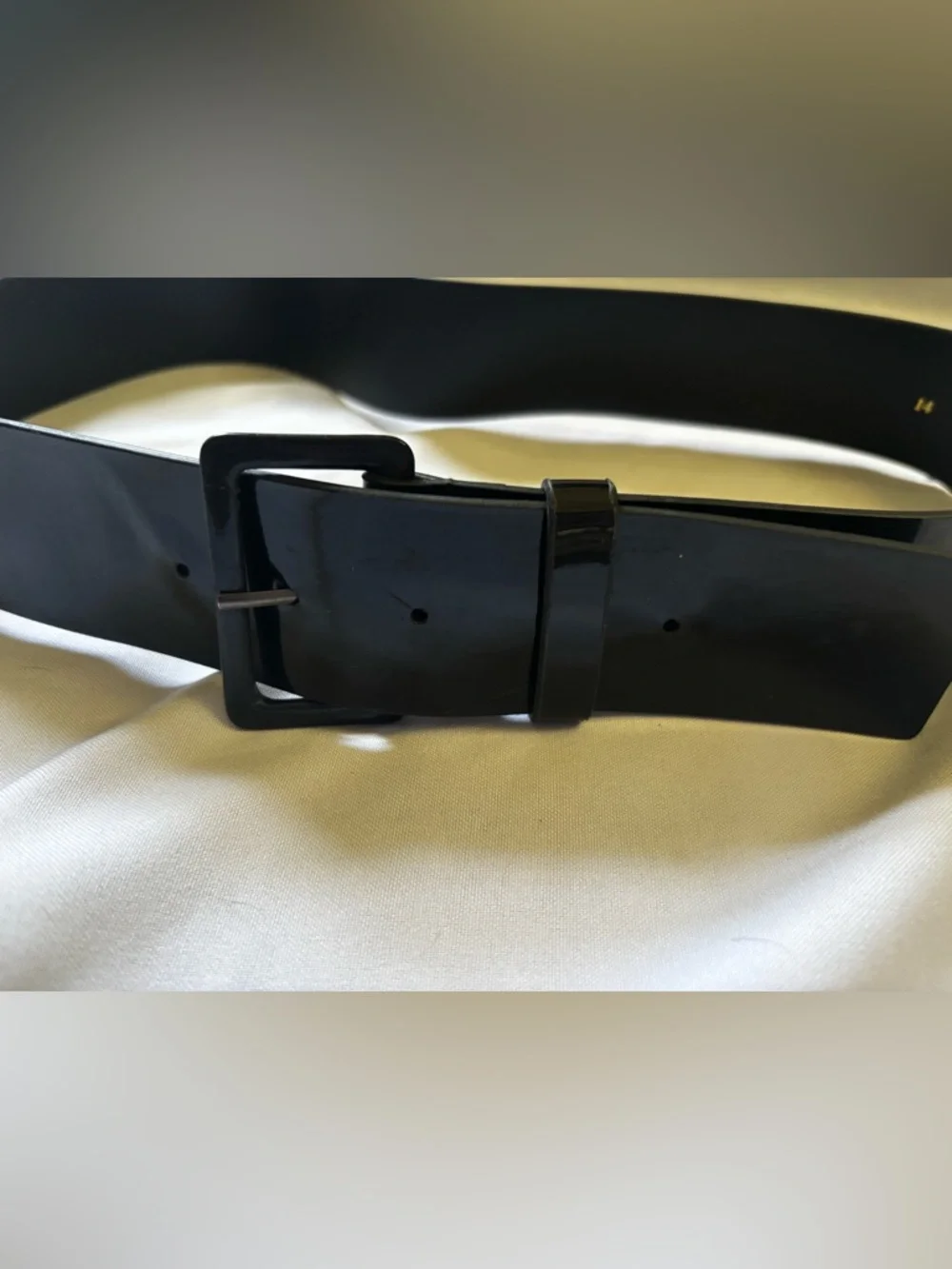 Y2K Patent Wide Belt in Black Sz 14